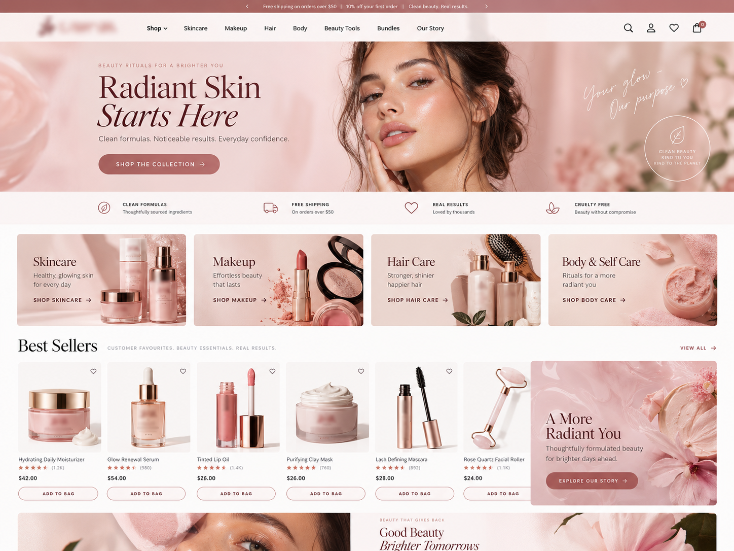 Demo-Webseite für einen Beauty-Shop